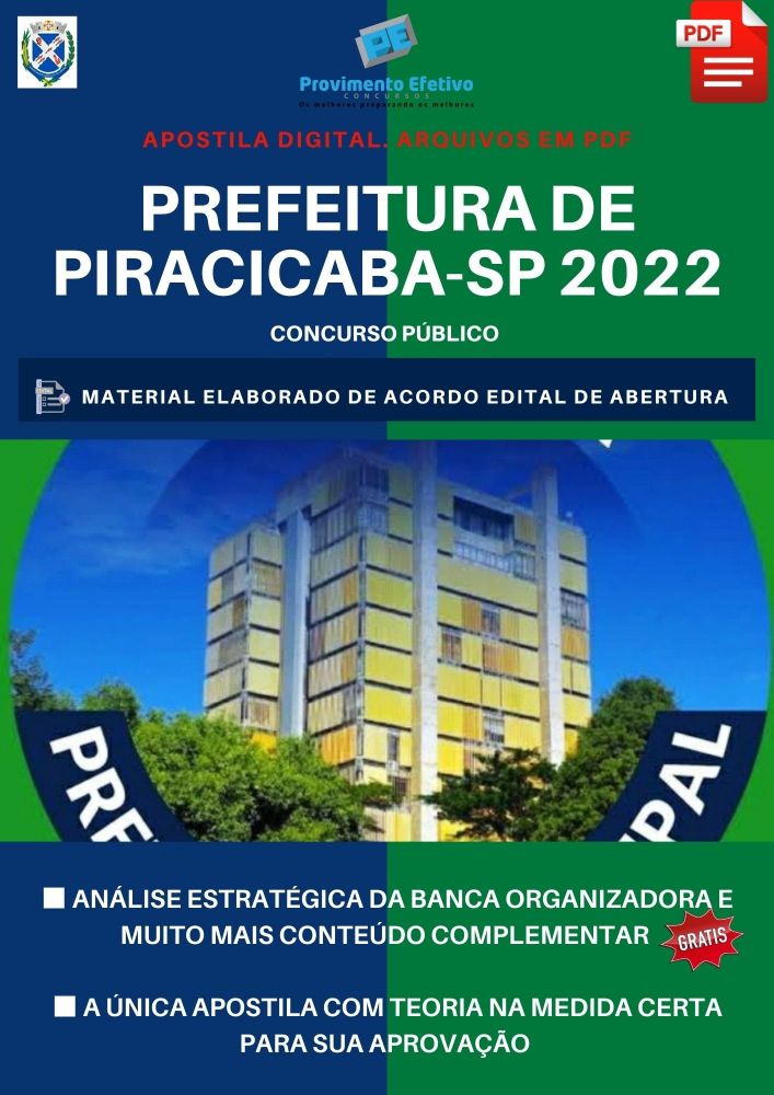 Provimento Efetivo Concursos Apostila Prefeitura Piracicaba SP Agente