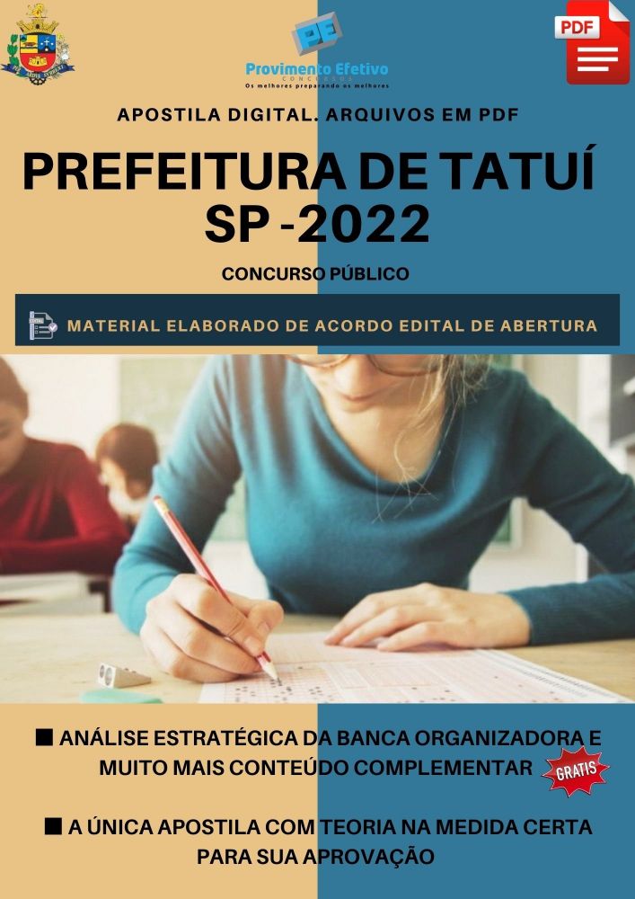 Provimento Efetivo Concursos Apostila Pref Tatuí SP FARMACÊUTICO Ano 2022