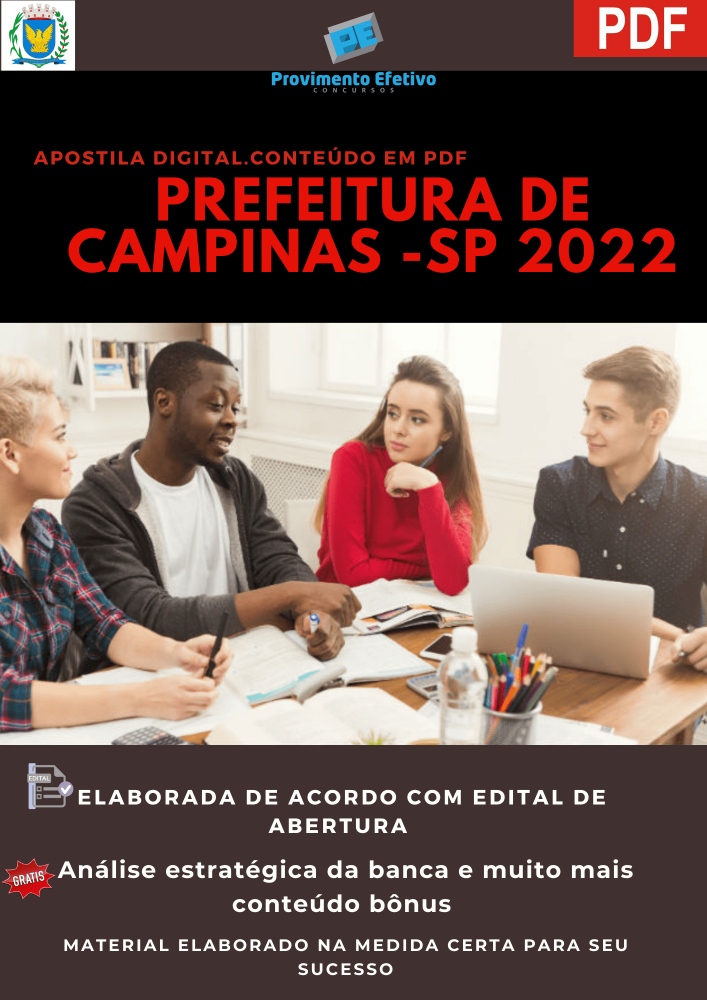 Provimento Efetivo Concursos - Apostila Campinas SP 2022 AGENTE